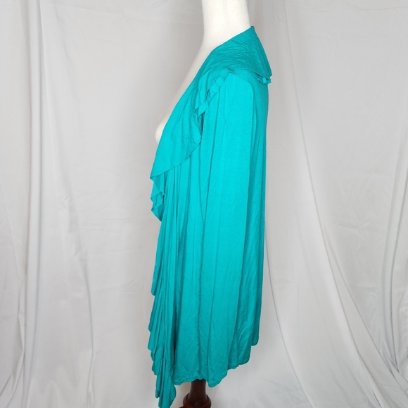 Teal Waterfall Open Front Cardigan Size XL - Picture 4 of 7